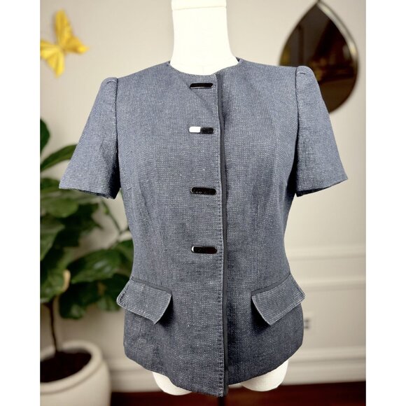 Anne Klein blazer-style jacket|Smoky Blue-Gray| size 6 - Picture 2 of 16